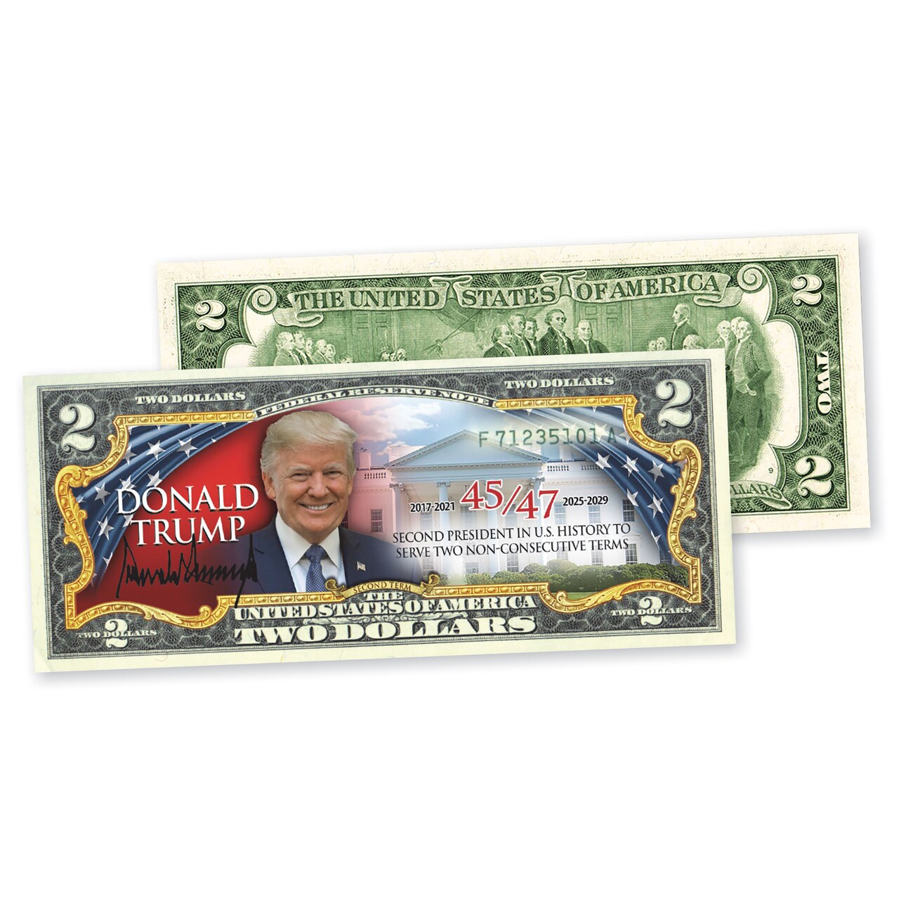 Collections Etc Trump 45/47 Collectible $2 Bill with Display Portfolio